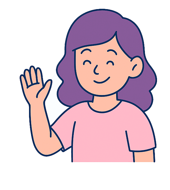 Friendly character waving